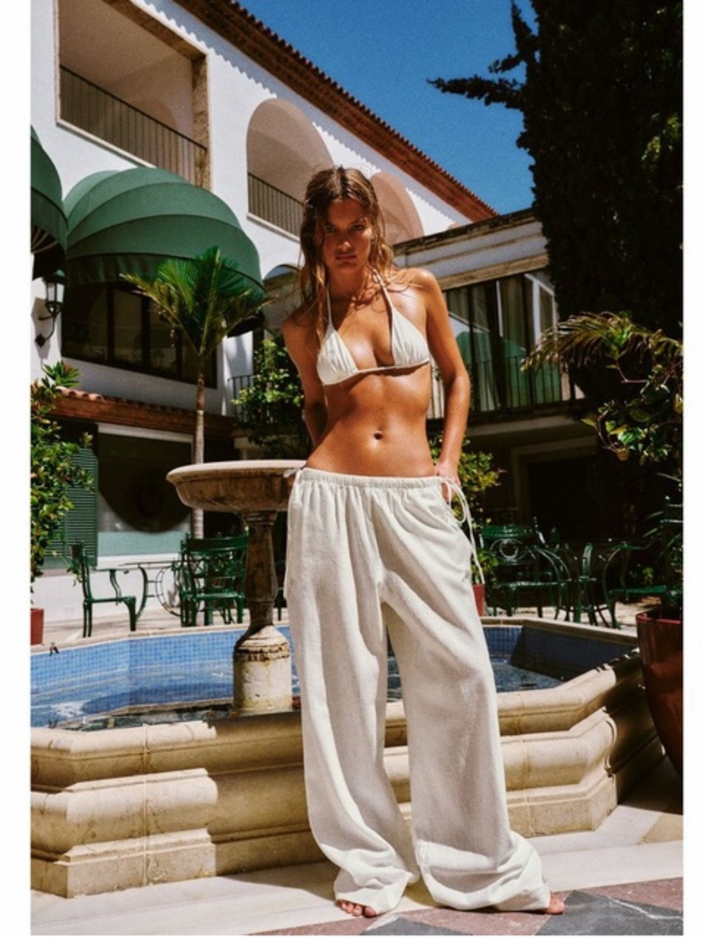 Zara LINEN BLEND PALAZZO PANTS